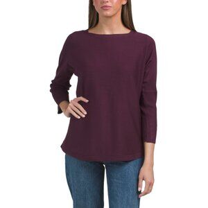 MERIDAN COLLECTION cabernet Hammered Button Back Dolman Sweater